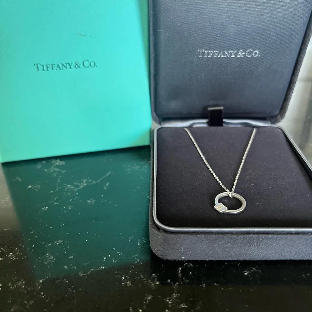 Tiffany T collection white gold diamond necklace - Picture 4 of 5